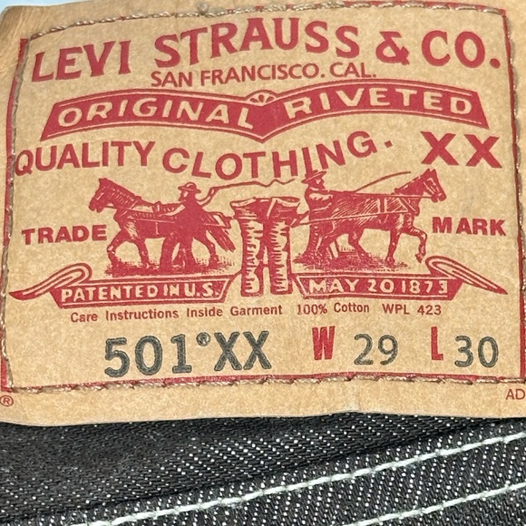 Levi's 501XX Men's 29 x 30 Straight Leg Button Fly Brown Denim Wash Cotton - Picture 12 of 12